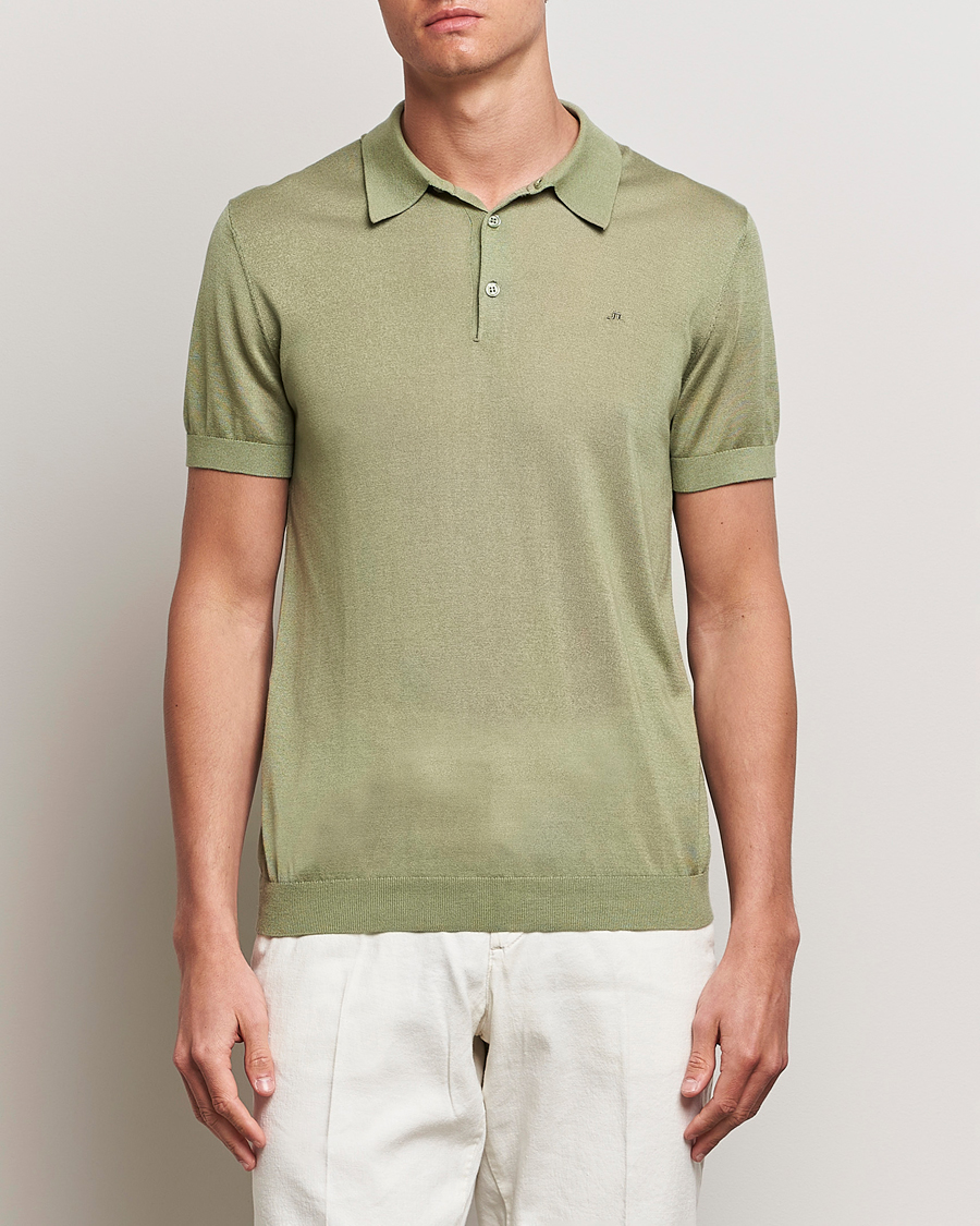 Men | Clothing | J.Lindeberg | Ridge Lyocell Silk Polo Oil Green
