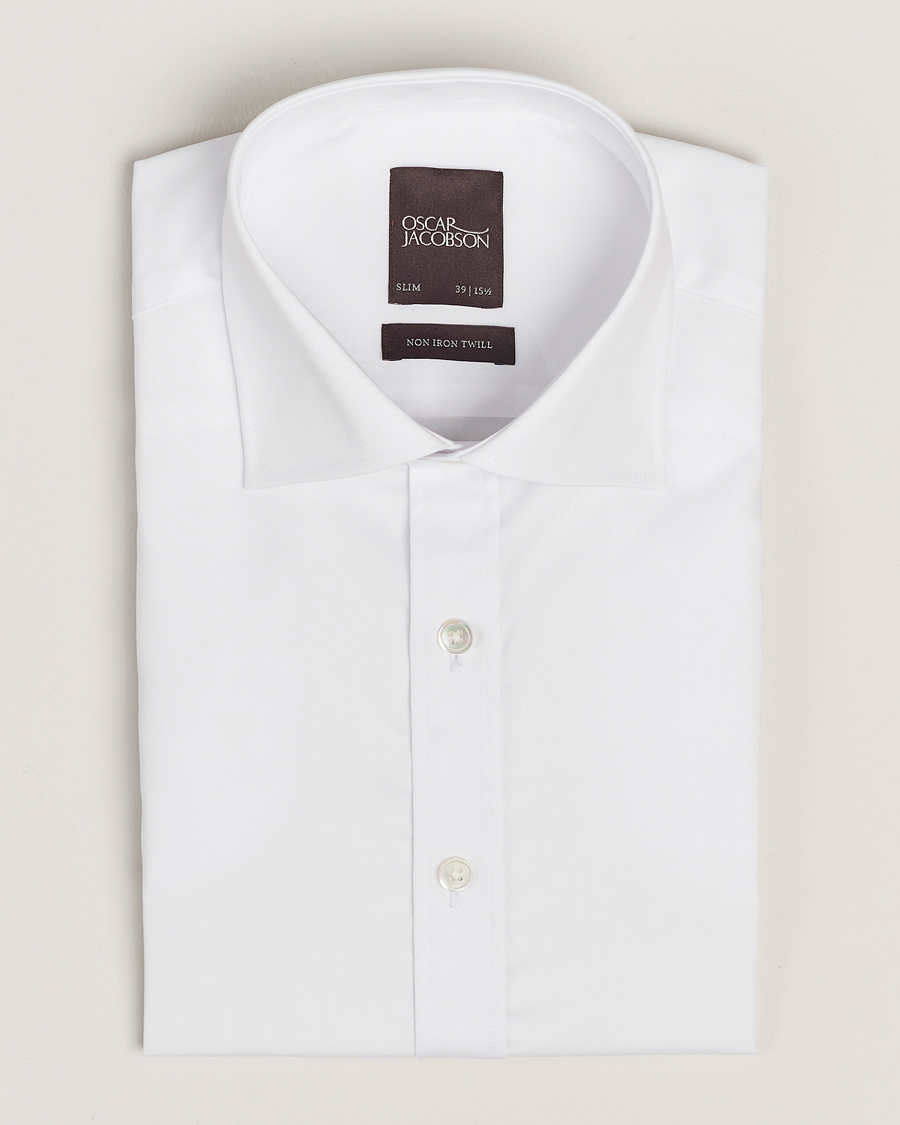 Hombres | Camisas | Oscar Jacobson | Slim Fit Cut Away Non Iron Twill Optical White