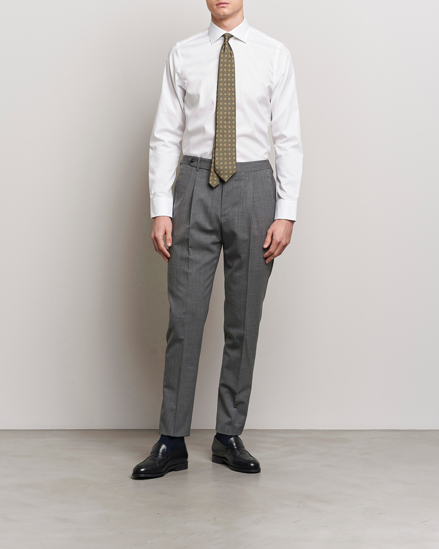 Hombres | Camisas de vestir | Oscar Jacobson | Slim Fit Cut Away Non Iron Twill Optical White
