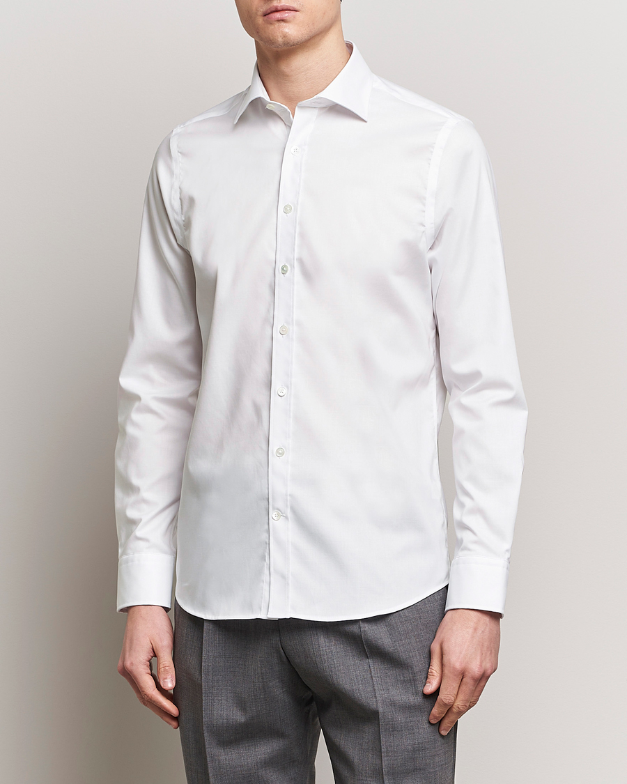 Hombres | Camisas | Oscar Jacobson | Slim Fit Cut Away Non Iron Twill Optical White
