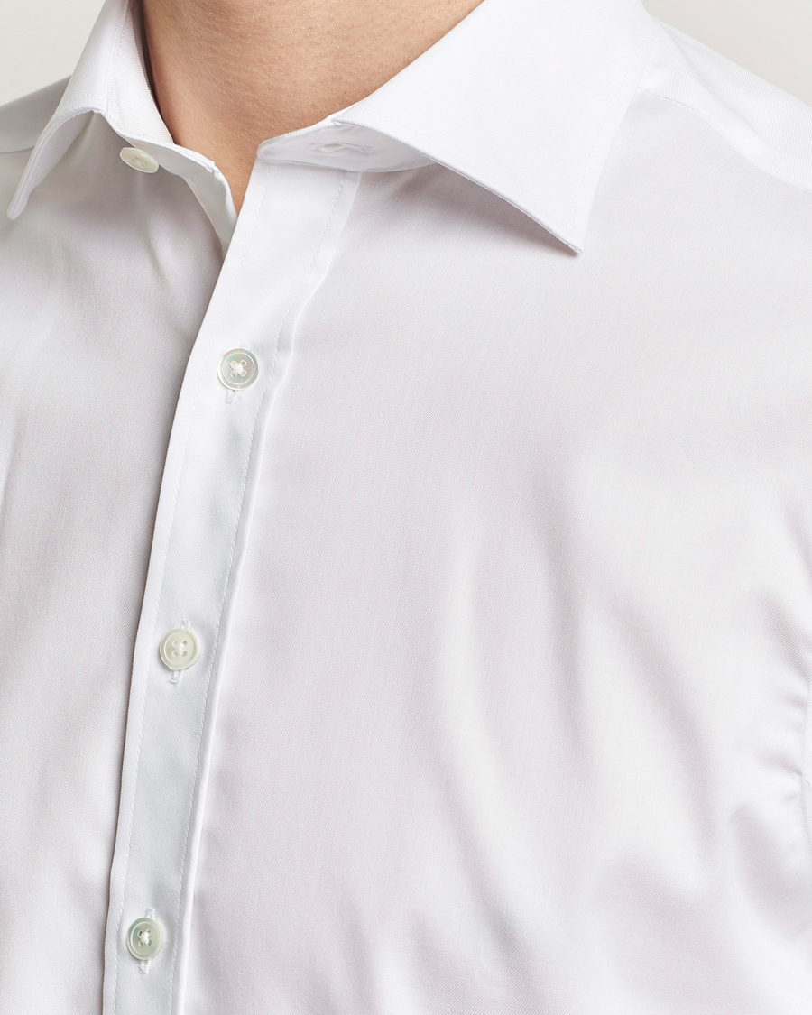 Hombres | Camisas | Oscar Jacobson | Slim Fit Cut Away Non Iron Twill Optical White