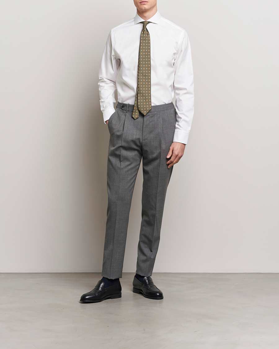 Hombres | Camisas de vestir | Oscar Jacobson | Reg Fit Cut Away Non Iron Twill Optical White