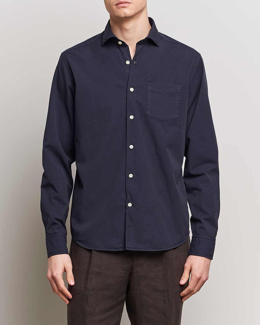 Hombres | Camisas casuales | Oscar Jacobson | Reg Fit Wide Spread C GD Twill Night Blue