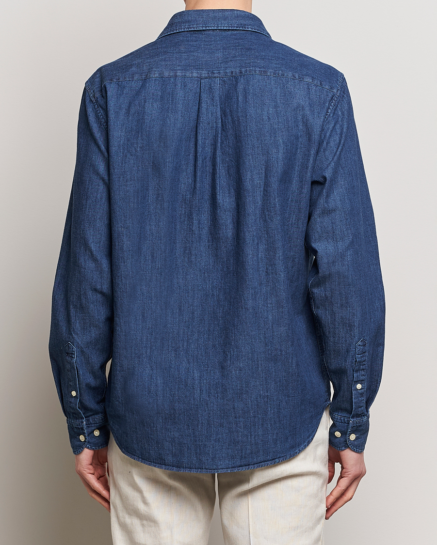 Hombres | Camisas | Oscar Jacobson | Reg Fit Wide Spread C Dark Indigo Midnight Blue