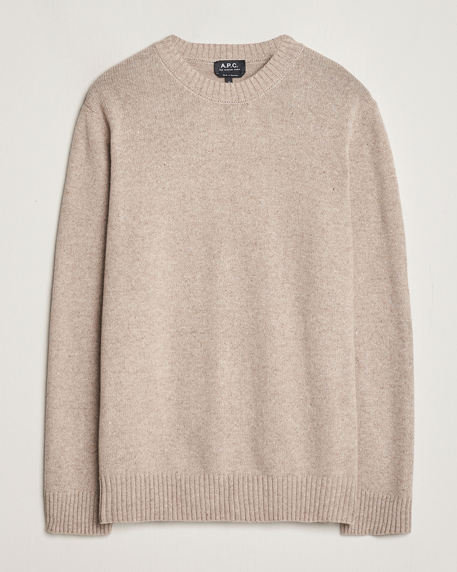 Hombres | Jerséis y prendas de punto | A.P.C. | Pull Lucien Wool Knitted Sweater Beige