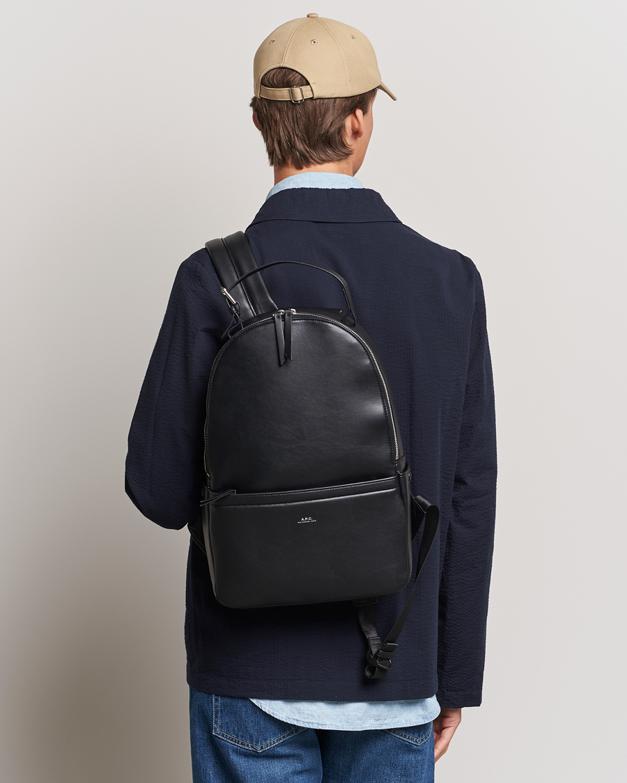 Hombres | A.P.C. Sac Leather Backpack Black | A.P.C. | Sac Leather Backpack Black