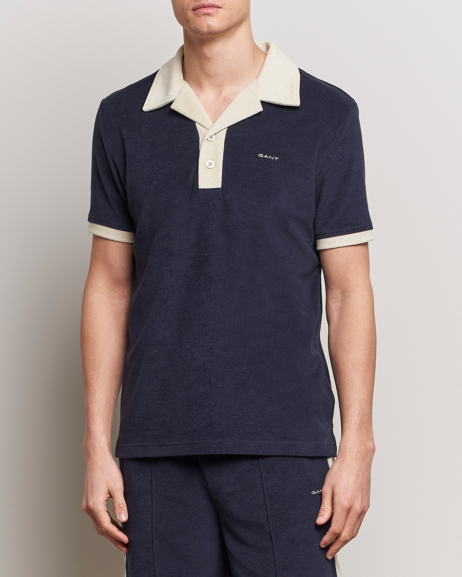 Hombres |  | GANT | Towelling Resort Collar Polo Evening Blue