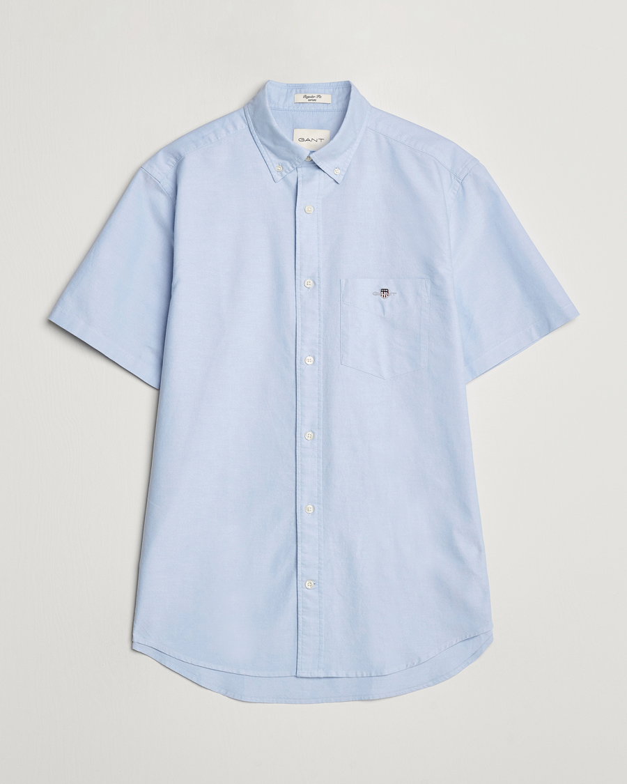 Hombres | Camisas | GANT | Regular Short Sleeve Oxford Shirt Light Blue