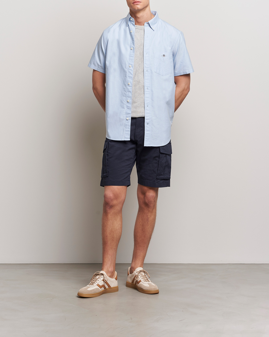 Hombres | Camisas | Gant | Regular Short Sleeve Oxford Shirt Light Blue