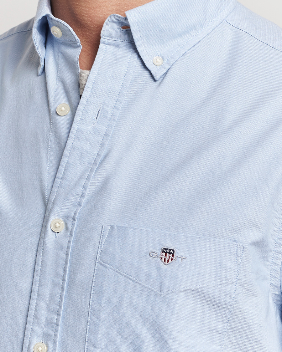 Hombres | Camisas | GANT | Regular Short Sleeve Oxford Shirt Light Blue