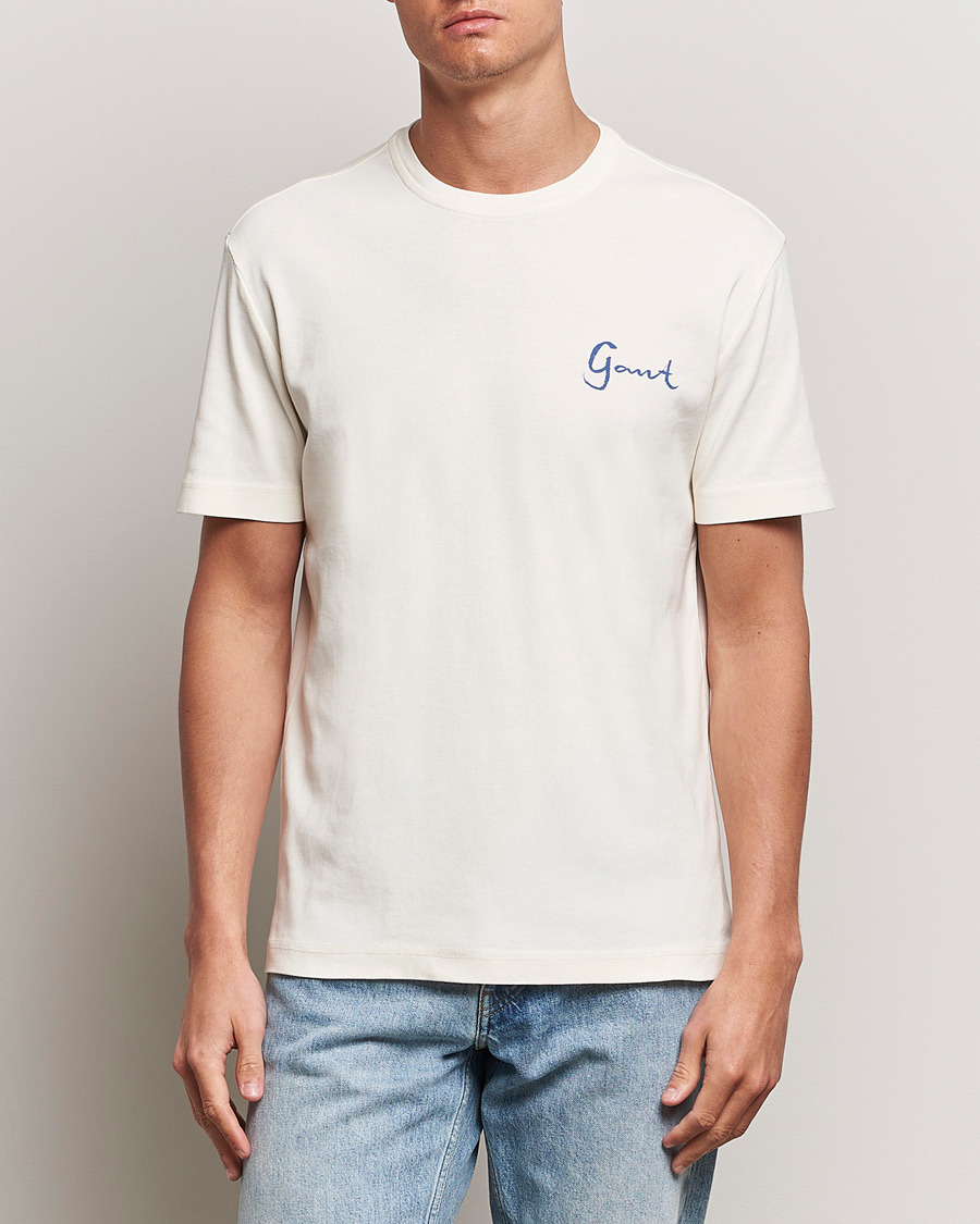 Hombres | Preppy Authentic | GANT | Graphic Printed T-Shirt Cream