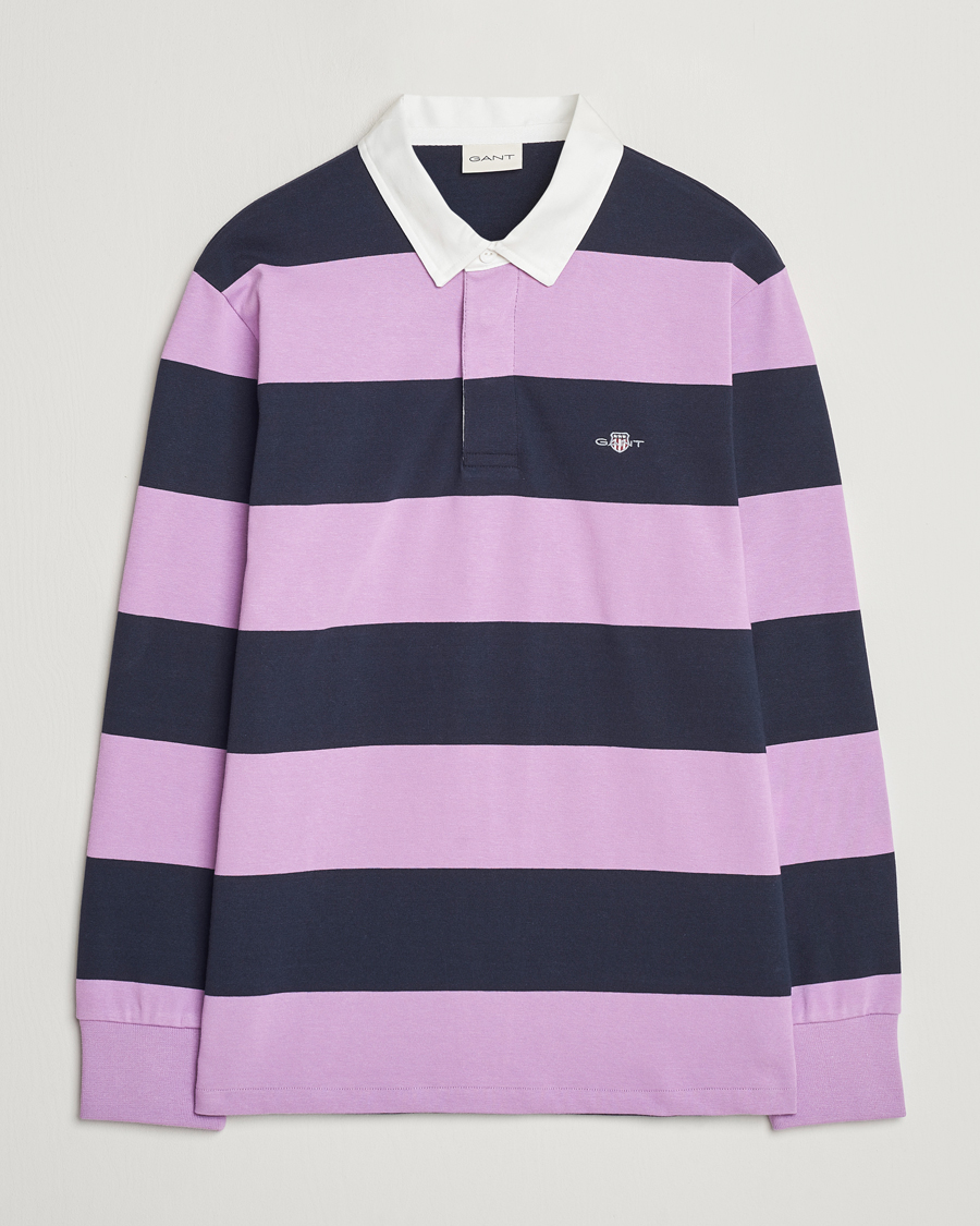 Hombres | Jerséis y prendas de punto | GANT | Reg Shield Striped Heavy Rugger Orchid Lilac