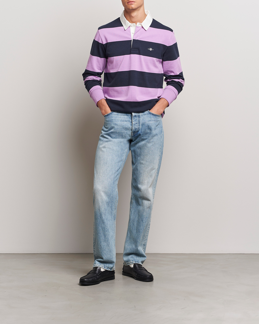 Hombres | Jerséis y prendas de punto | GANT | Reg Shield Striped Heavy Rugger Orchid Lilac