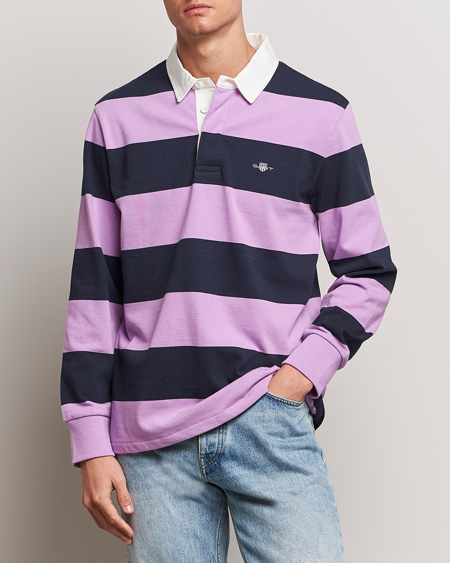 Hombres | Jerséis y prendas de punto | GANT | Reg Shield Striped Heavy Rugger Orchid Lilac