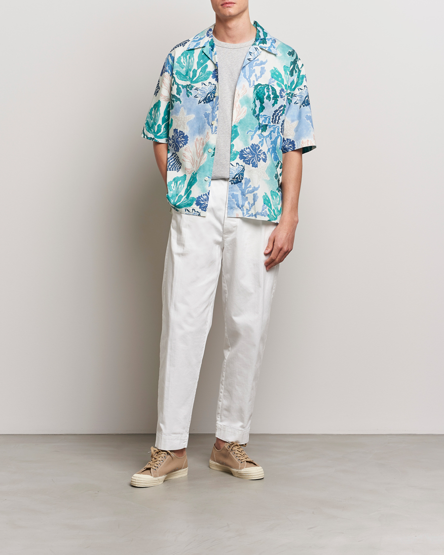 Hombres | Camisas | Gant | Camp Collar Sea Print Short Sleeve Shirt Rich Blue