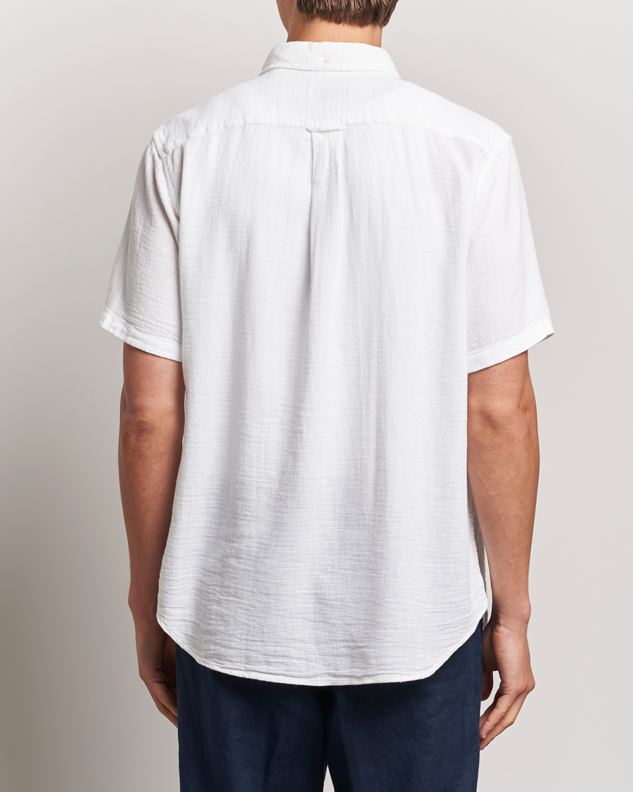 Hombres | Camisas | Gant | Cotton/Linen Texture Short Sleeve Shirt White