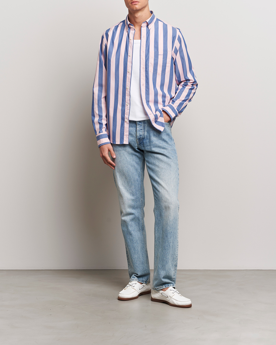 Hombres | Camisas | GANT | Reg Poplin Parasol Stripe Shirt Blushing Pink