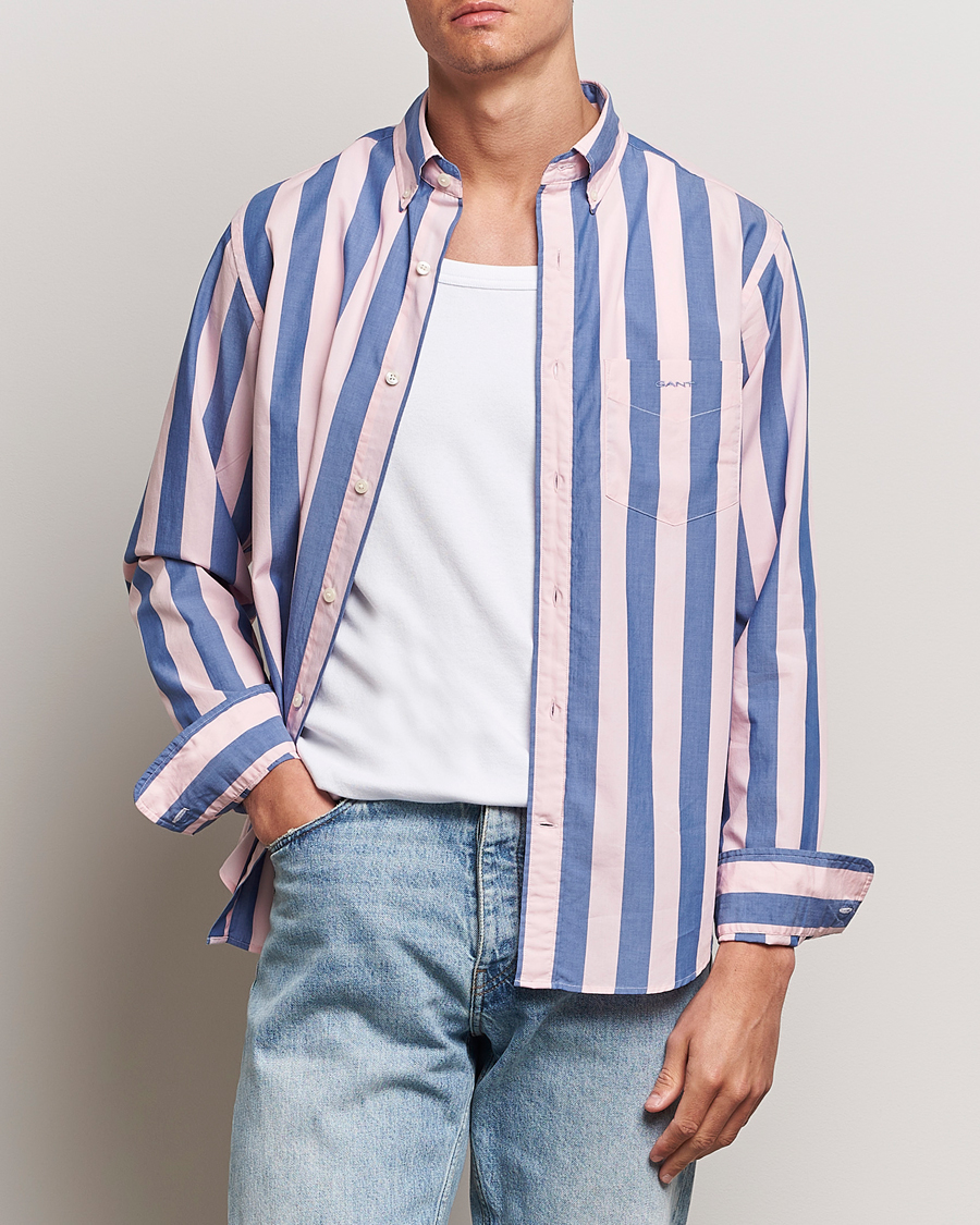 Hombres |  | GANT | Reg Poplin Parasol Stripe Shirt Blushing Pink
