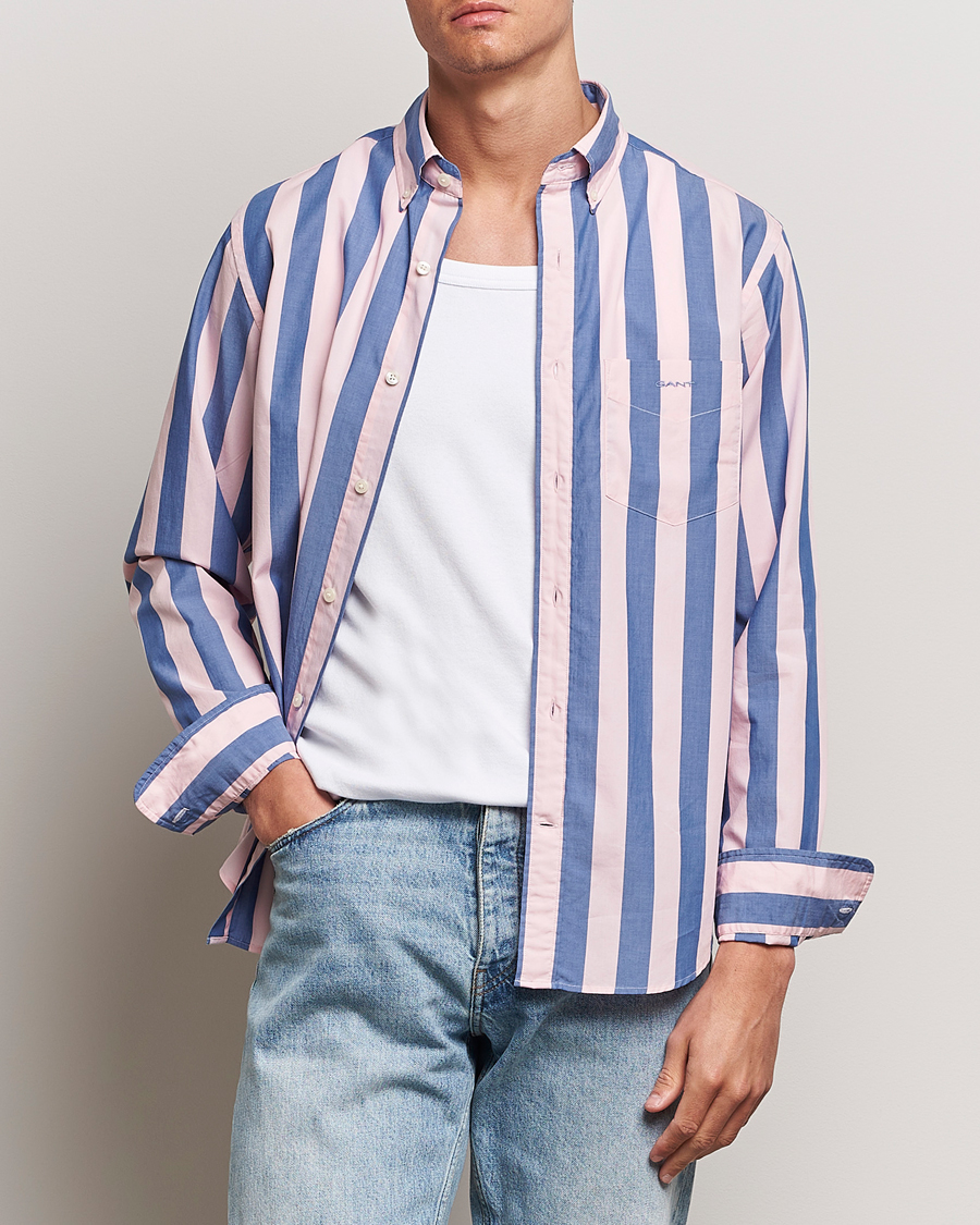 Hombres | Camisas | GANT | Reg Poplin Parasol Stripe Shirt Blushing Pink