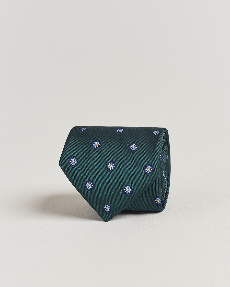Hombres | E. Marinella 3-Fold Jacquard Silk Tie Dark Green | E. Marinella | 3-Fold Jacquard Silk Tie Dark Green