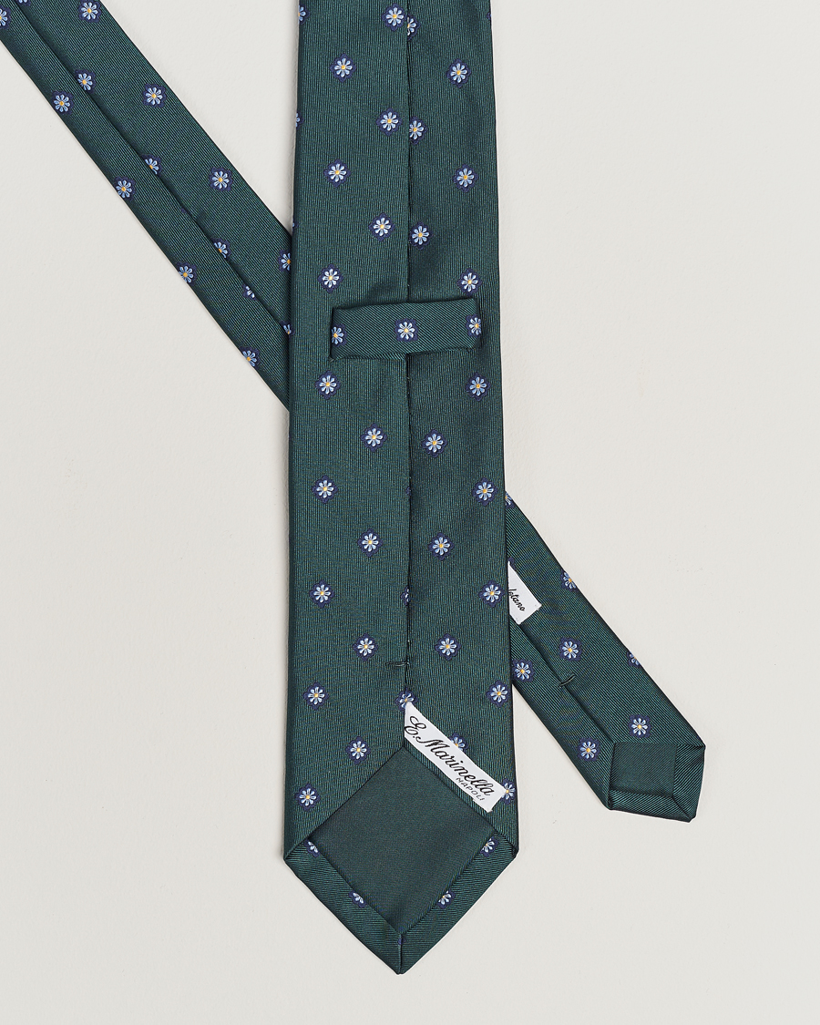 Hombres | E. Marinella 3-Fold Jacquard Silk Tie Dark Green | E. Marinella | 3-Fold Jacquard Silk Tie Dark Green