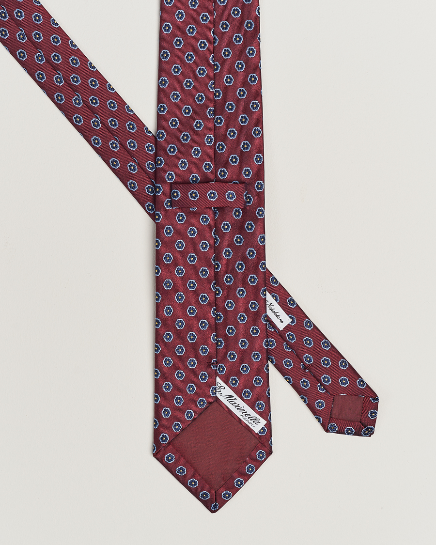 Hombres |  | E. Marinella | 3-Fold Jacquard Silk Tie Burgundy