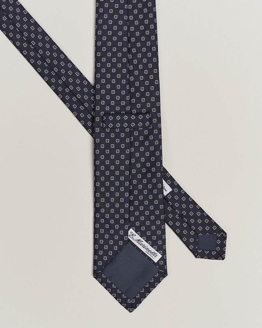 Hombres |  | E. Marinella | 3-Fold Jacquard Silk Tie Navy