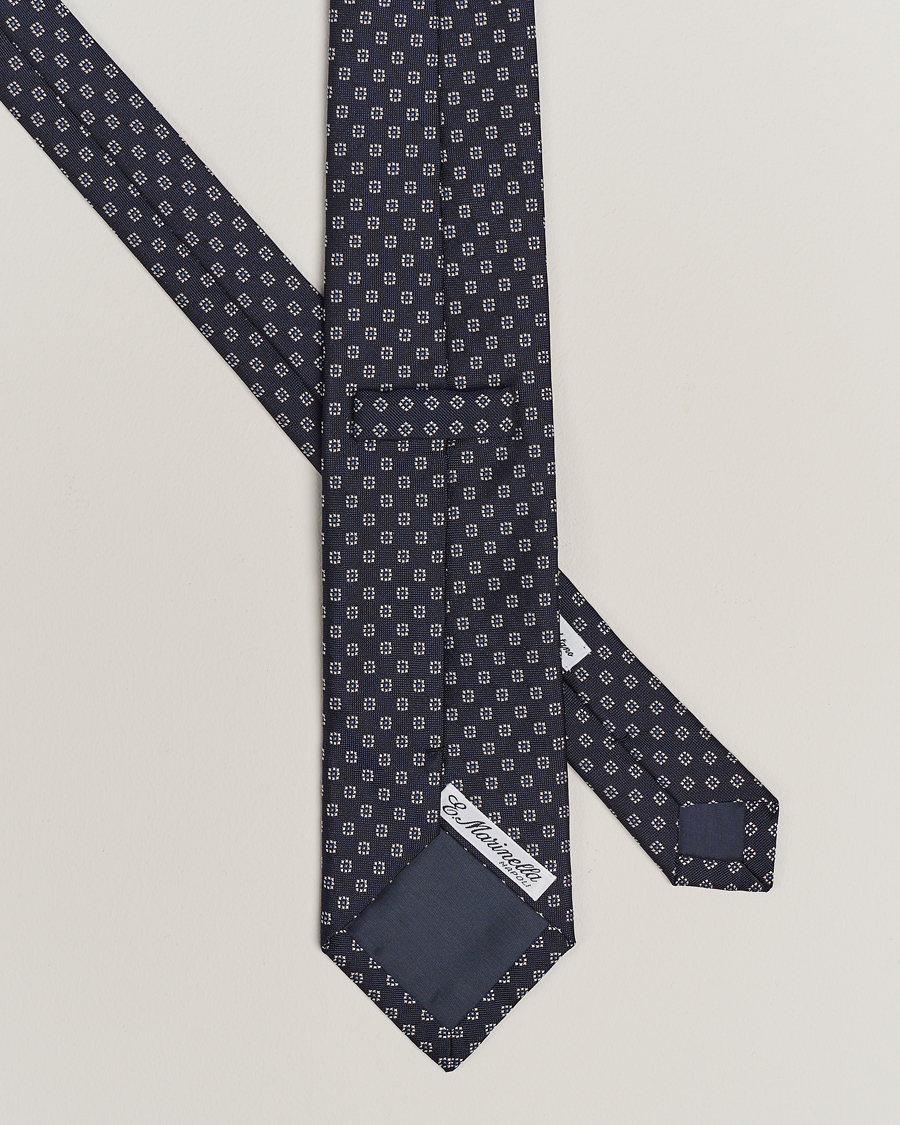Hombres | E. Marinella 3-Fold Jacquard Silk Tie Navy | E. Marinella | 3-Fold Jacquard Silk Tie Navy