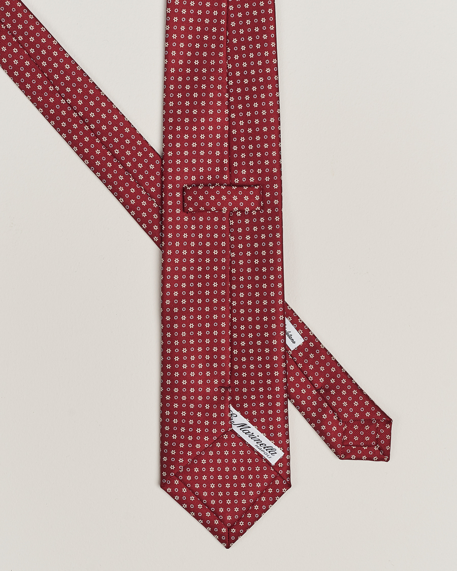 Hombres |  | E. Marinella | 3-Fold Printed Silk Tie Burgundy