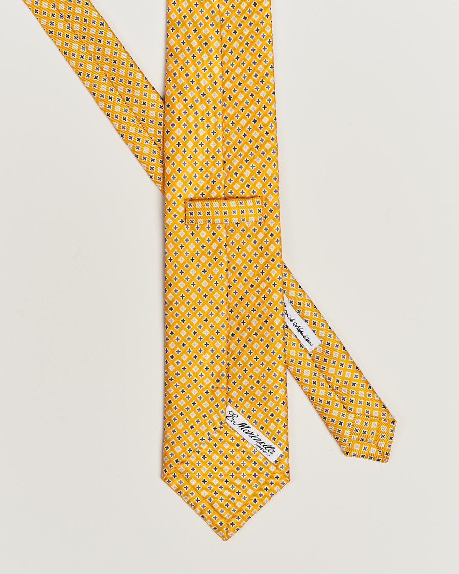 Hombres |  | E. Marinella | 3-Fold Printed Silk Tie Yellow