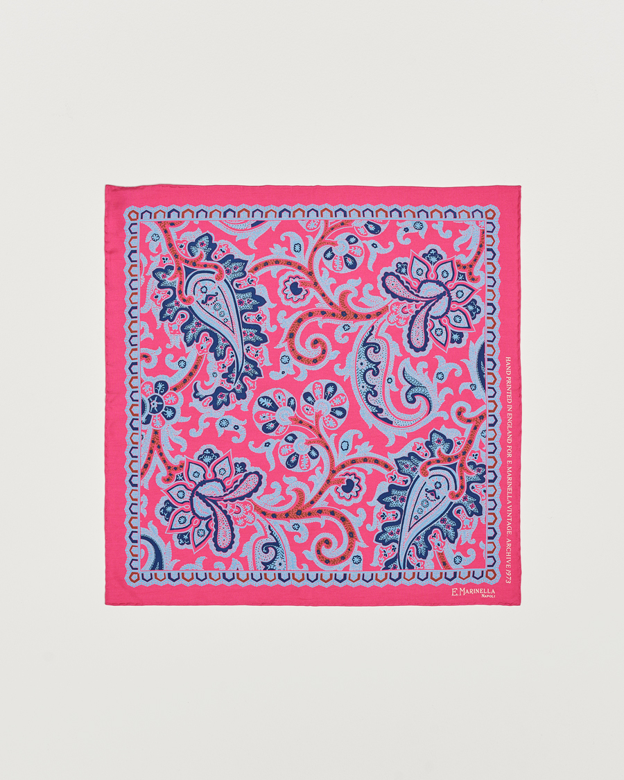 Hombres | E. Marinella Archive Printed Silk Pocket Square Pink | E. Marinella | Archive Printed Silk Pocket Square Pink