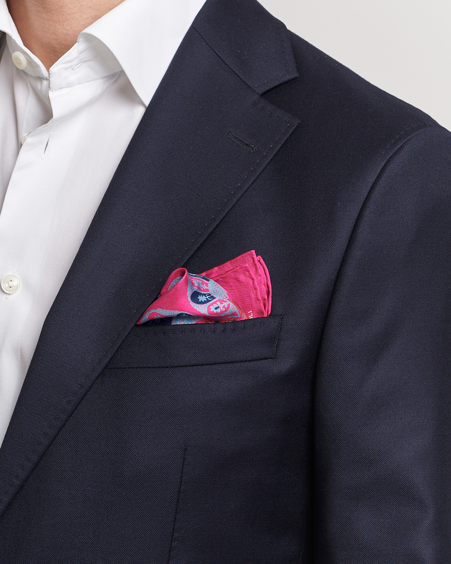 Hombres | E. Marinella Archive Printed Silk Pocket Square Pink | E. Marinella | Archive Printed Silk Pocket Square Pink