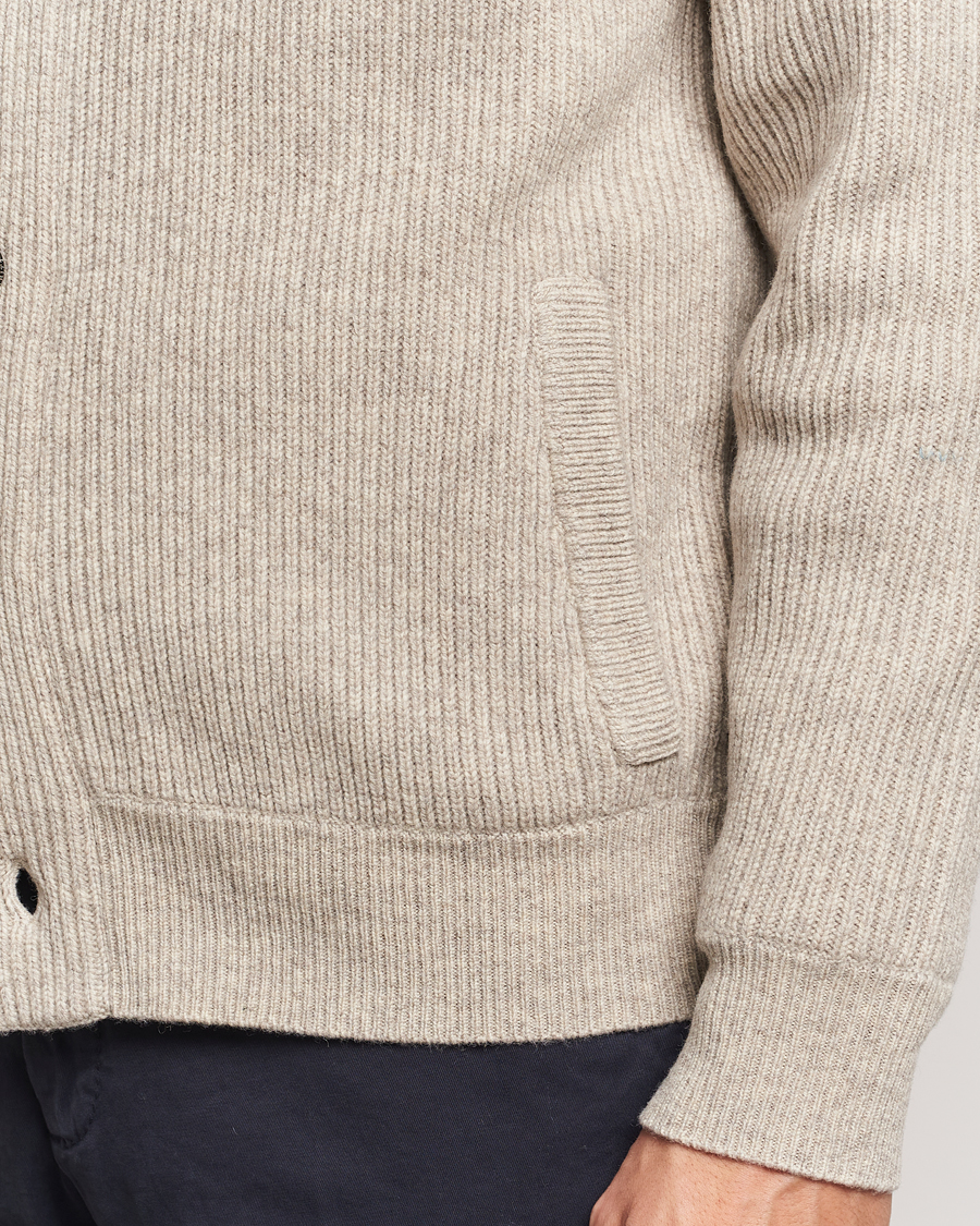 Hombres | Jerséis y prendas de punto | Charles Tyrwhitt | Chunky Merino Shawl Neck Cardigan Oatmeal