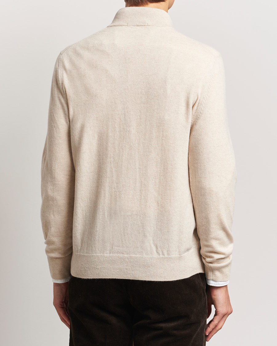 Hombres | Jerséis y prendas de punto | Charles Tyrwhitt | Pure Cashmere Zip Neck Jumper Cream