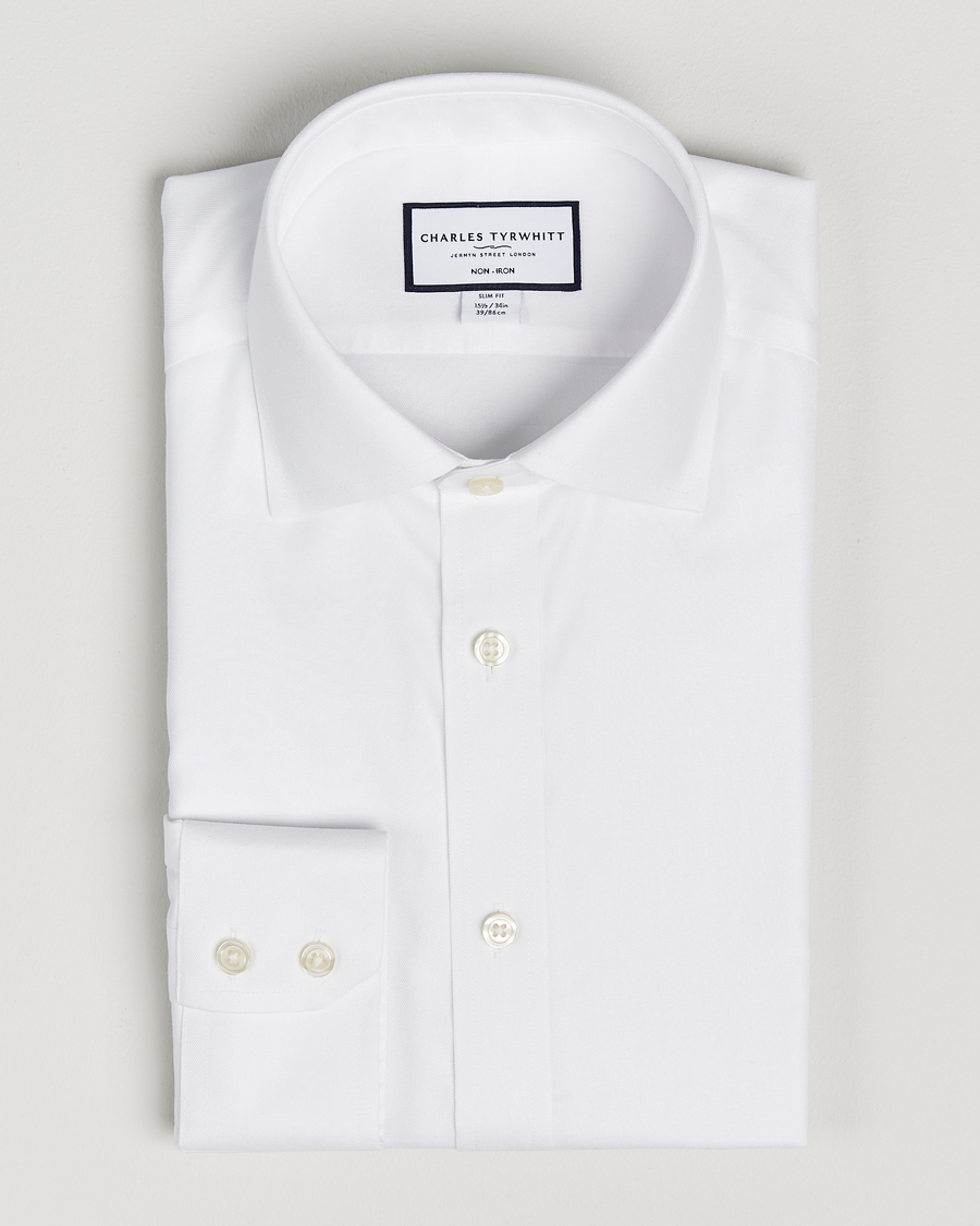Hombres | Camisas | Charles Tyrwhitt | Slim Fit Non Iron Cotton Twill Shirt White