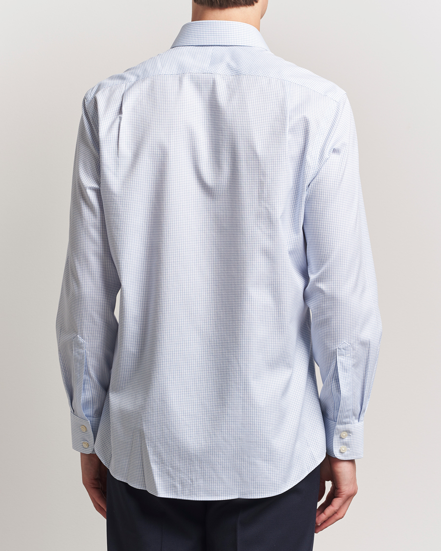 Hombres | Camisas | Charles Tyrwhitt | Slim Fit Non Iron Mini Grid Check Shirt Sky Blue