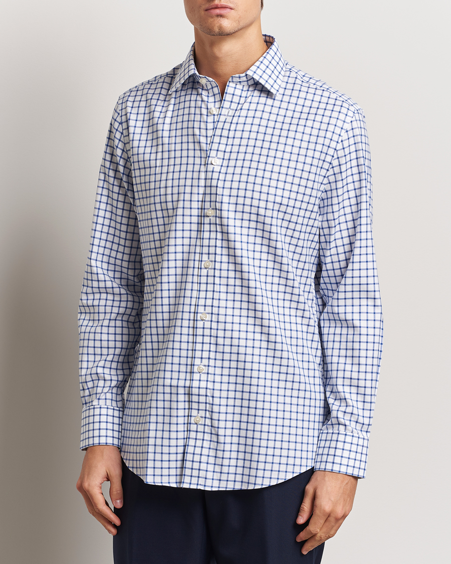 Hombres | Camisas | Charles Tyrwhitt | Slim Fit Non Iron Grid Check Shirt Royal Blue