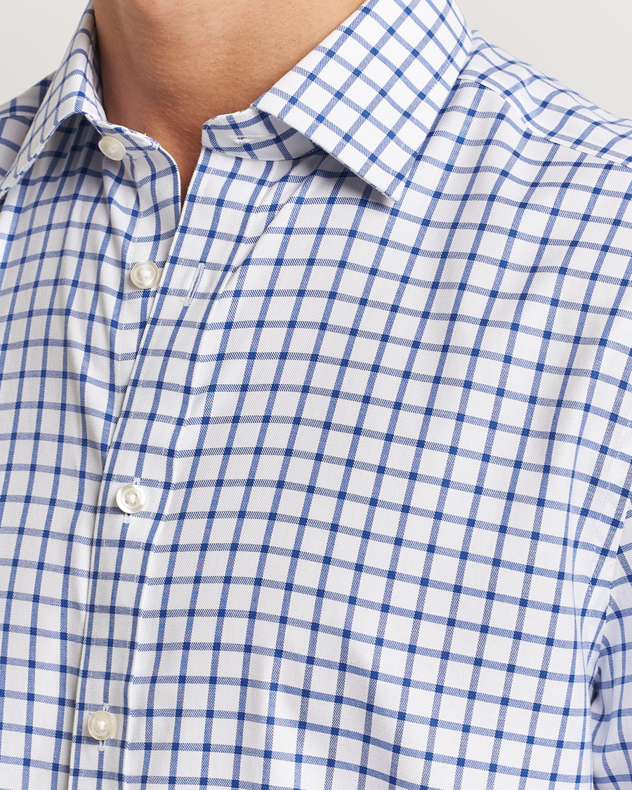 Hombres | Camisas | Charles Tyrwhitt | Slim Fit Non Iron Grid Check Shirt Royal Blue