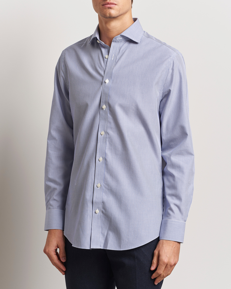 Hombres | Camisas | Charles Tyrwhitt | Slim Fit Non Iron Bengal Stripe Poplin Shirt Navy