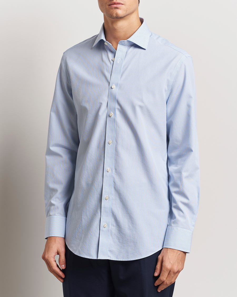 Hombres | Camisas | Charles Tyrwhitt | Slim Fit Non Iron Bengal Stripe Poplin Shirt Sky Blue