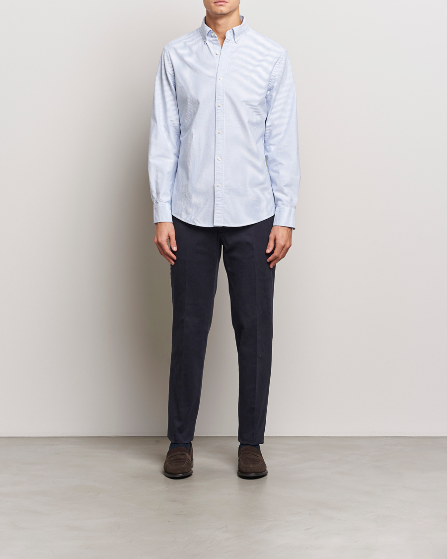 Hombres | Camisas | Charles Tyrwhitt | Button Down Stretch Oxford Shirt Blue/Whte