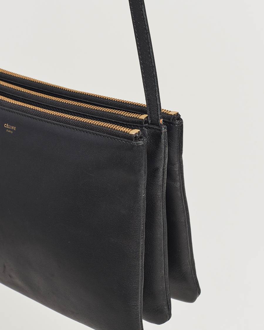 Hombres | Celine Pre-Owned Trio Leather Handbag Black | Celine Pre-Owned | Trio Leather Handbag Black