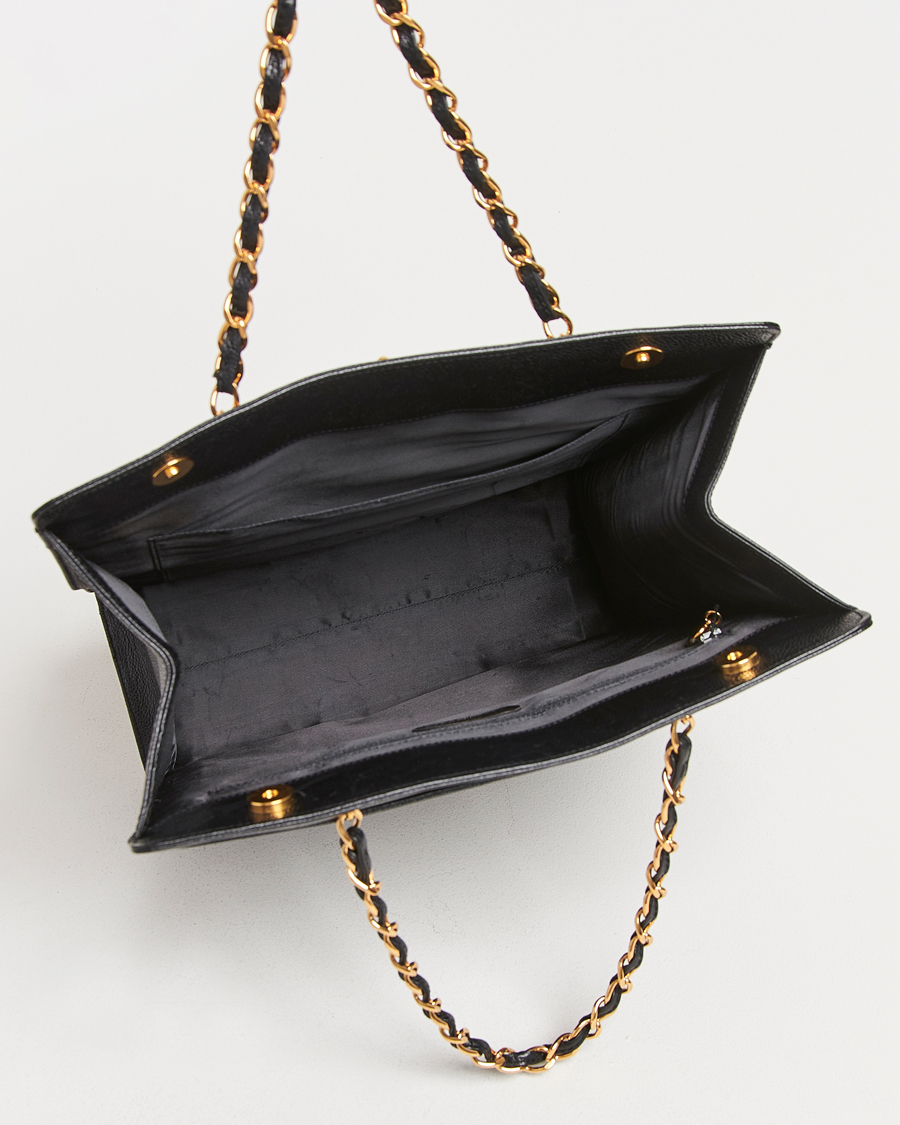 Hombres | Chanel Pre-Owned Chain Tote Bag Black | Chanel Pre-Owned | Chain Tote Bag Black