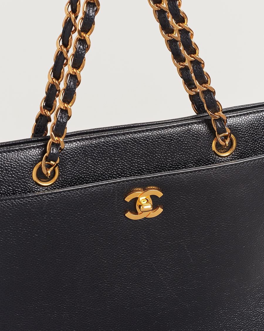 Hombres | Chanel Pre-Owned Chain Tote Bag Black | Chanel Pre-Owned | Chain Tote Bag Black