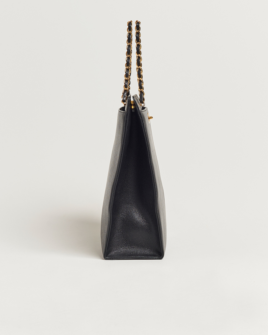 Hombres | Chanel Pre-Owned Chain Tote Bag Black | Chanel Pre-Owned | Chain Tote Bag Black