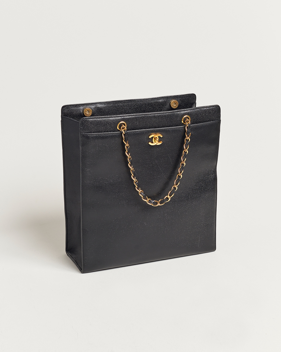 Hombres | Chanel Pre-Owned Chain Tote Bag Black | Chanel Pre-Owned | Chain Tote Bag Black