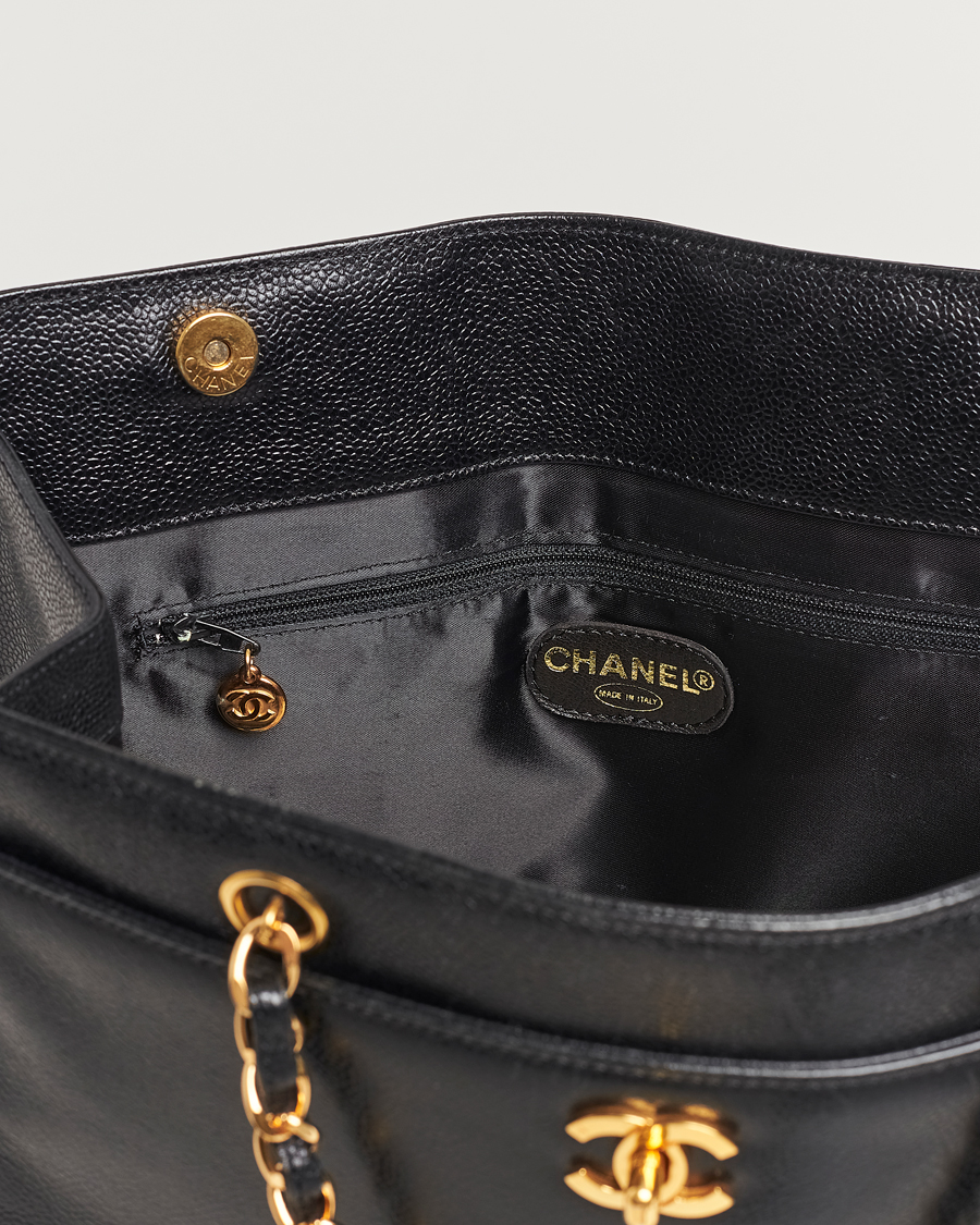 Hombres | Chanel Pre-Owned Chain Tote Bag Black | Chanel Pre-Owned | Chain Tote Bag Black
