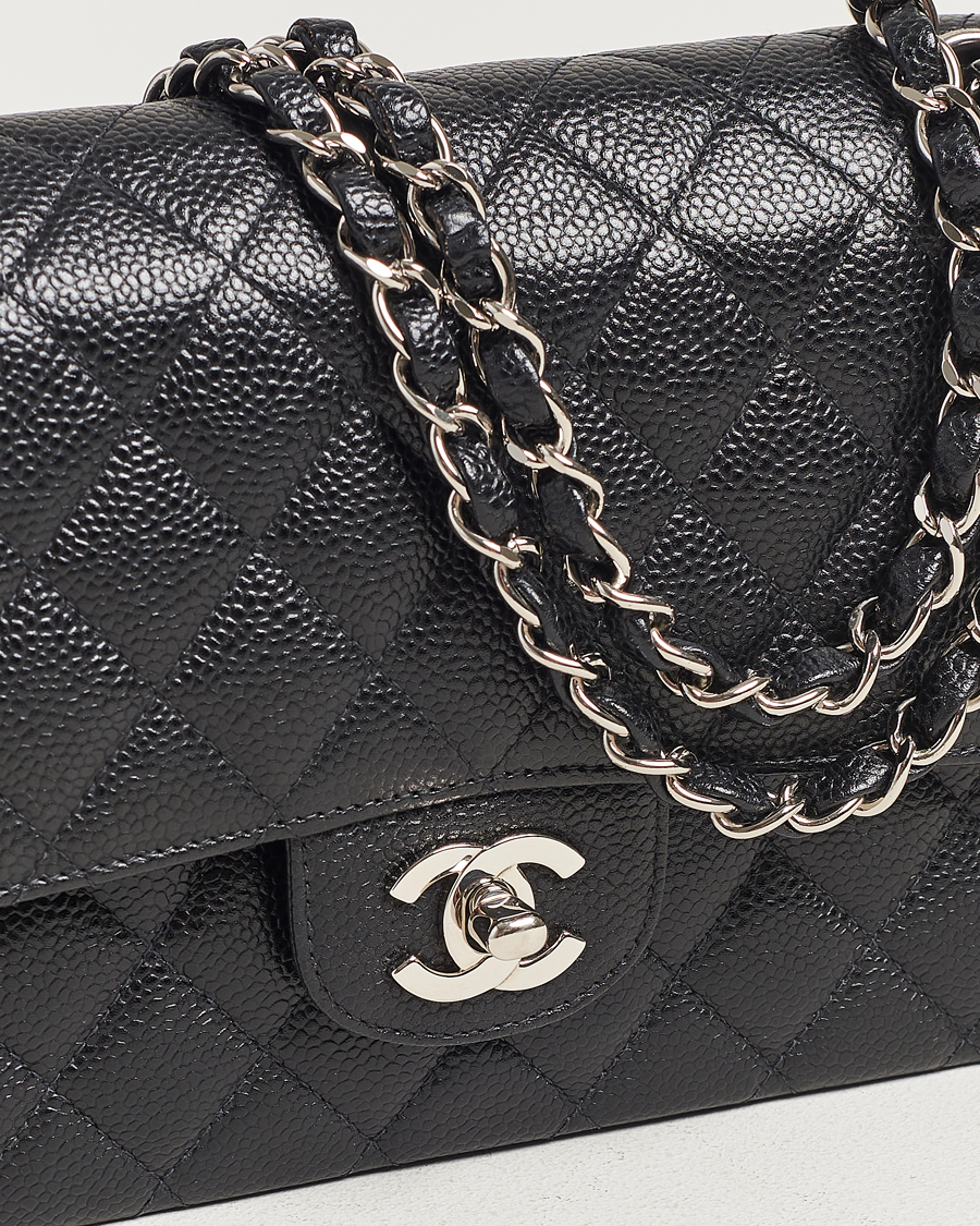 Hombres | Chanel Pre-Owned Classic Medium Double Flap Bag Caviar Leather Black | Chanel Pre-Owned | Classic Medium Double Flap Bag Caviar Leather Black