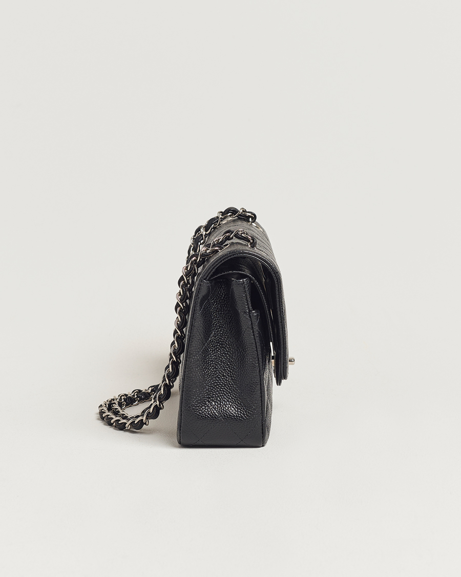 Hombres | Chanel Pre-Owned Classic Medium Double Flap Bag Caviar Leather Black | Chanel Pre-Owned | Classic Medium Double Flap Bag Caviar Leather Black