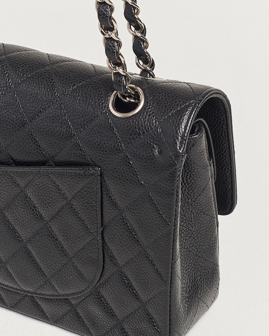 Hombres | Chanel Pre-Owned Classic Medium Double Flap Bag Caviar Leather Black | Chanel Pre-Owned | Classic Medium Double Flap Bag Caviar Leather Black